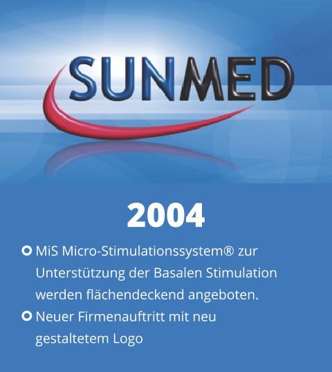 MiS Micro-Stimulationssystem® zur  Unterstützung der Basalen Stimulation  werden flächendeckend angeboten. Neuer Firmenauftritt mit neu  gestaltetem Logo 2004