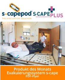 Produkt des Monats Evakuierungssystem s-cape PDF-Flyer